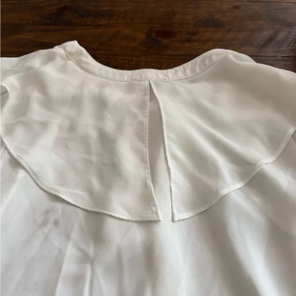 Sz Sm White Ruffled Women's Top Pirate Vintage Flowy - Picture 4 of 5